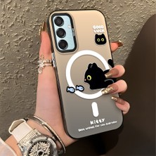 HONTINGA Samsung Galaxy M15 ile Uyumlu Kılıfı Silikon Kenar Sert Arka Düşüme Önleyici Basitlik Anti Düşme Kamera Korumali Yaratıcı Desen Telefon Kılıfı Kadın ve Erkek Için Uygundur K1-0848
