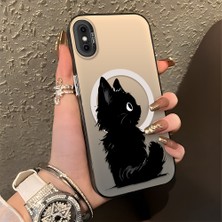HONTINGA iPhone x ile Uyumlu Kılıfı Silikon Kenar Sert Arka Düşüme Önleyici Basitlik Anti Düşme Kamera Korumali Kedi Desen Telefon Kılıfı Kadın ve Erkek Için Uygundur K1-0850
