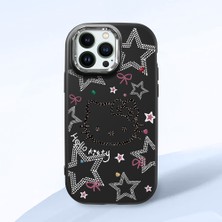 HONTINGA iPhone 12 Pro Max ile Uyumlu Kılıfı Kamera Korumalı Düşüme Önleyici Basitlik Siyah Yumuşak Silikon Telefon Kılıfı Hello Kitty Desenli K4-0227