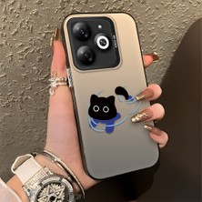 HONTINGA Infinix Smart 8 Pro ile Uyumlu Kılıfı Silikon Kenar Sert Arka Düşüme Önleyici Basitlik Anti Düşme Kamera Korumali Kedi Desen Telefon Kılıfı Kadın ve Erkek Için Uygundur K1-0845