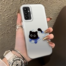 HONTINGA Samsung Galaxy M23 ile Uyumlu Kılıfı Silikon Kenar Sert Arka Düşüme Önleyici Basitlik Anti Düşme Kamera Korumali Kedi Desen Telefon Kılıfı Kadın ve Erkek Için Uygundur K1-0845