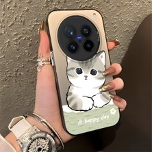 HONTINGA Vivo X200 Pro ile Uyumlu Kılıfı Silikon Kenar Sert Arka Düşüme Önleyici Basitlik Anti Düşme Kamera Korumali Kedi Desen Telefon Kılıfı Kadın ve Erkek Için Uygundur K1-0852