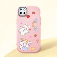 HONTINGA Realme C25 ile Uyumlu Kılıfı Kamera Korumalı Düşüme Önleyici Basitlik Pembe Yumuşak Silikon Telefon Kılıfı Kalp Desenli K4-0183