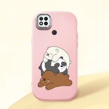HONTINGA Redmi 9c ile Uyumlu Kılıfı Kamera Korumalı Düşüme Önleyici Basitlik Pembe Yumuşak Silikon Telefon Kılıfı Ayı Desenli K4-0225