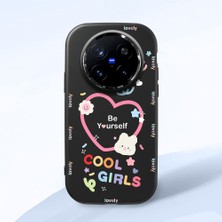 HONTINGA Vivo X200 Pro ile Uyumlu Kılıfı Kamera Korumalı Düşüme Önleyici Basitlik Siyah Yumuşak Silikon Telefon Kılıfı Kalp Desenli K4-0226