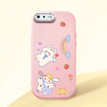 HONTINGA iPhone 8 Plus ile Uyumlu Kılıfı Kamera Korumalı Düşüme Önleyici Basitlik Pembe Yumuşak Silikon Telefon Kılıfı Kalp Desenli K4-0183