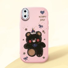 HONTINGA iPhone Xs ile Uyumlu Kılıfı Kamera Korumalı Düşüme Önleyici Basitlik Pembe Yumuşak Silikon Telefon Kılıfı Hello Kitty Desenli K4-0182