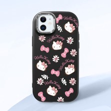 HONTINGA iPhone 12 Mini ile Uyumlu Kılıfı Kamera Korumalı Düşüme Önleyici Basitlik Siyah Yumuşak Silikon Telefon Kılıfı Hello Kitty Desenli K4-0182