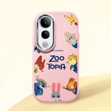 HONTINGA Vivo V50 Lite ile Uyumlu Kılıfı Kamera Korumalı Düşüme Önleyici Basitlik Pembe Yumuşak Silikon Telefon Kılıfı Mario Desenli K4-0181