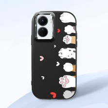 HONTINGA Vivo Y02S ile Uyumlu Kılıfı Kamera Korumalı Düşüme Önleyici Basitlik Siyah Yumuşak Silikon Telefon Kılıfı Kedi Desenli K4-0184