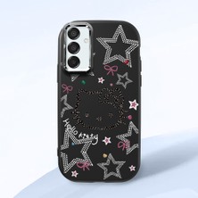 HONTINGA Samsung Galaxy M15 ile Uyumlu Kılıfı Kamera Korumalı Düşüme Önleyici Basitlik Siyah Yumuşak Silikon Telefon Kılıfı Hello Kitty Desenli K4-0227