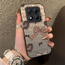 HONTINGA Xiaomi Redmi Note 14 Pro ile Uyumlu Kılıfı Silikon Kenar Sert Arka Düşüme Önleyici Basitlik Anti Düşme Kamera Korumali Fiyonk Desen Telefon Kılıfı Kadın ve Erkek Için Uygundur K1-0844