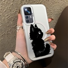 HONTINGA Xiaomi Mi 12T Pro ile Uyumlu Kılıfı Silikon Kenar Sert Arka Düşüme Önleyici Basitlik Anti Düşme Kamera Korumali Kedi Desen Telefon Kılıfı Kadın ve Erkek Için Uygundur K1-0850