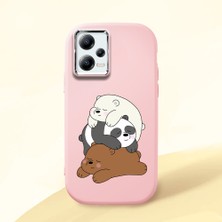 HONTINGA Poco X5 5g ile Uyumlu Kılıfı Kamera Korumalı Düşüme Önleyici Basitlik Pembe Yumuşak Silikon Telefon Kılıfı Ayı Desenli K4-0225