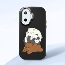 HONTINGA Xiaomi Poco F7 ile Uyumlu Kılıfı Kamera Korumalı Düşüme Önleyici Basitlik Siyah Yumuşak Silikon Telefon Kılıfı Ayı Desenli K4-0225