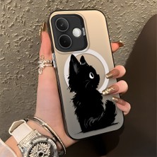HONTINGA Oppo A5 Pro 5g ile Uyumlu Kılıfı Silikon Kenar Sert Arka Düşüme Önleyici Basitlik Anti Düşme Kamera Korumali Kedi Desen Telefon Kılıfı Kadın ve Erkek Için Uygundur K1-0850