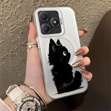 HONTINGA Realme C63 ile Uyumlu Kılıfı Silikon Kenar Sert Arka Düşüme Önleyici Basitlik Anti Düşme Kamera Korumali Kedi Desen Telefon Kılıfı Kadın ve Erkek Için Uygundur K1-0850