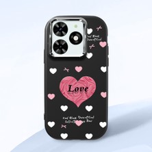 HONTINGA Tecno Spark 20 ile Uyumlu Kılıfı Kamera Korumalı Düşüme Önleyici Basitlik Siyah Yumuşak Silikon Telefon Kılıfı Kalp Desenli K4-0228