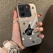 HONTINGA Xiaomi Redmi Note 14 ile Uyumlu Kılıfı Silikon Kenar Sert Arka Düşüme Önleyici Basitlik Anti Düşme Kamera Korumali Gitar Desen Telefon Kılıfı Kadın ve Erkek Için Uygundur K1-0849
