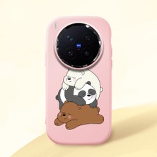 HONTINGA Vivo X300 Pro ile Uyumlu Kılıfı Kamera Korumalı Düşüme Önleyici Basitlik Pembe Yumuşak Silikon Telefon Kılıfı Ayı Desenli K4-0225