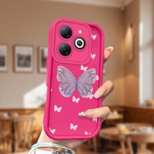HONTINGA Infinix Smart 8 Pro ile Uyumlu Kılıfı Düşüme Önleyici Basitlik Anti Düşme Kamera Korumali Şirin Kelebek Desen Gül Kırmızı Yumuşak Silikon Telefon Kılıfı Kadın ve Erkek Için Uygundur K8-0096