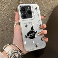 HONTINGA Tecno Spark 20 Pro ile Uyumlu Kılıfı Silikon Kenar Sert Arka Düşüme Önleyici Basitlik Anti Düşme Kamera Korumali Gitar Desen Telefon Kılıfı Kadın ve Erkek Için Uygundur K1-0849