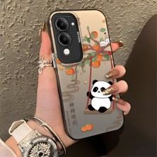 HONTINGA Vivo Y04 ile Uyumlu Kılıfı Silikon Kenar Sert Arka Düşüme Önleyici Basitlik Anti Düşme Kamera Korumali Kedi Panda Telefon Kılıfı Kadın ve Erkek Için Uygundur K1-0846