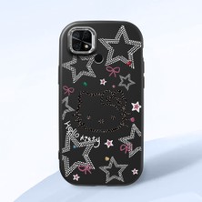 HONTINGA Redmi 10C ile Uyumlu Kılıfı Kamera Korumalı Düşüme Önleyici Basitlik Siyah Yumuşak Silikon Telefon Kılıfı Hello Kitty Desenli K4-0227