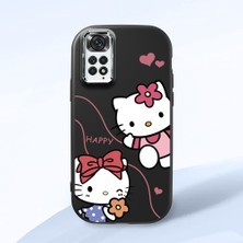 HONTINGA Redmi Note 11S ile Uyumlu Kılıfı Kamera Korumalı Düşüme Önleyici Basitlik Siyah Yumuşak Silikon Telefon Kılıfı Kitty Desenli K4-0224