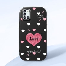 HONTINGA Samsung Galaxy A31 ile Uyumlu Kılıfı Kamera Korumalı Düşüme Önleyici Basitlik Siyah Yumuşak Silikon Telefon Kılıfı Kalp Desenli K4-0228