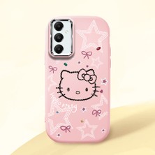 HONTINGA Samsung Galaxy A05S ile Uyumlu Kılıfı Kamera Korumalı Düşüme Önleyici Basitlik Pembe Yumuşak Silikon Telefon Kılıfı Hello Kitty Desenli K4-0227