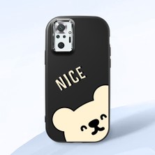 HONTINGA Xiaomi Redmi Note 10 Pro ile Uyumlu Kılıfı Kamera Korumalı Düşüme Önleyici Basitlik Siyah Yumuşak Silikon Telefon Kılıfı Ayı Desenli K4-0185