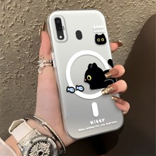 HONTINGA Samsung Galaxy A30 ile Uyumlu Kılıfı Silikon Kenar Sert Arka Düşüme Önleyici Basitlik Anti Düşme Kamera Korumali Yaratıcı Desen Telefon Kılıfı Kadın ve Erkek Için Uygundur K1-0848