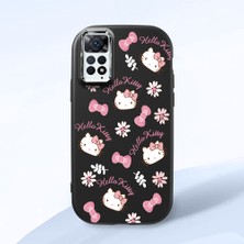 HONTINGA Redmi Note 11 Pro ile Uyumlu Kılıfı Kamera Korumalı Düşüme Önleyici Basitlik Siyah Yumuşak Silikon Telefon Kılıfı Hello Kitty Desenli K4-0182