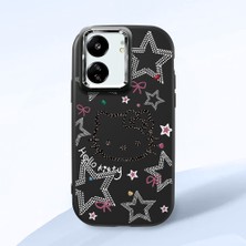 HONTINGA Poco C65 ile Uyumlu Kılıfı Kamera Korumalı Düşüme Önleyici Basitlik Siyah Yumuşak Silikon Telefon Kılıfı Hello Kitty Desenli K4-0227