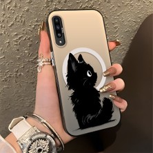 HONTINGA Samsung Galaxy A50 ile Uyumlu Kılıfı Silikon Kenar Sert Arka Düşüme Önleyici Basitlik Anti Düşme Kamera Korumali Kedi Desen Telefon Kılıfı Kadın ve Erkek Için Uygundur K1-0850