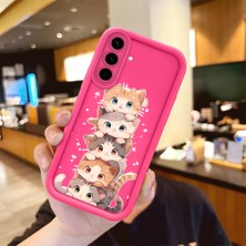 HONTINGA Samsung Galaxy A56 ile Uyumlu Kılıfı Düşüme Önleyici Basitlik Anti Düşme Kamera Korumali Şirin Kedi Desen Gül Kırmızı Yumuşak Silikon Telefon Kılıfı Kadın ve Erkek Için Uygundur K8-0086