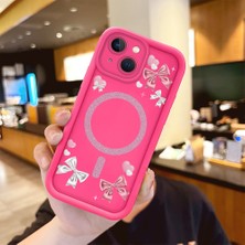 HONTINGA iPhone 15 Plus ile Uyumlu Kılıfı Düşüme Önleyici Basitlik Anti Düşme Kamera Korumali Şirin Fiyonk Desen Gül Kırmızı Yumuşak Silikon Telefon Kılıfı Kadın ve Erkek Için Uygundur K8-0083