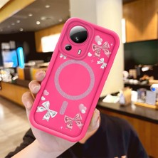 HONTINGA Xiaomi Mi 13 Lite ile Uyumlu Kılıfı Düşüme Önleyici Basitlik Anti Düşme Kamera Korumali Şirin Fiyonk Desen Gül Kırmızı Yumuşak Silikon Telefon Kılıfı Kadın ve Erkek Için Uygundur K8-0083