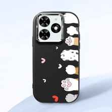 HONTINGA Tecno Spark Go 2024 ile Uyumlu Kılıfı Kamera Korumalı Düşüme Önleyici Basitlik Siyah Yumuşak Silikon Telefon Kılıfı Kedi Desenli K4-0184
