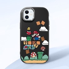 HONTINGA iPhone 12 Mini ile Uyumlu Kılıfı Kamera Korumalı Düşüme Önleyici Basitlik Siyah Yumuşak Silikon Telefon Kılıfı Mario Desenli K4-0181