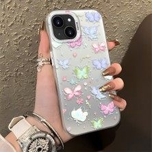 HONTINGA iPhone 13 Mini ile Uyumlu Kılıfı Silikon Kenar Sert Arka Düşüme Önleyici Basitlik Anti Düşme Kamera Korumali Küçük Kelebek Desen Telefon Kılıfı Kadın ve Erkek Için Uygundur K1-0851
