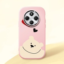 HONTINGA Redmi 14C ile Uyumlu Kılıfı Kamera Korumalı Düşüme Önleyici Basitlik Pembe Yumuşak Silikon Telefon Kılıfı Ayı Desenli K4-0185