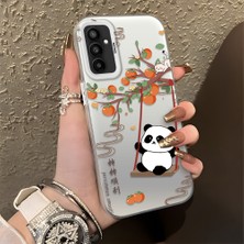 HONTINGA Samsung Galaxy M23 ile Uyumlu Kılıfı Silikon Kenar Sert Arka Düşüme Önleyici Basitlik Anti Düşme Kamera Korumali Kedi Panda Telefon Kılıfı Kadın ve Erkek Için Uygundur K1-0846