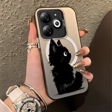 HONTINGA Tecno Spark 20 ile Uyumlu Kılıfı Silikon Kenar Sert Arka Düşüme Önleyici Basitlik Anti Düşme Kamera Korumali Kedi Desen Telefon Kılıfı Kadın ve Erkek Için Uygundur K1-0850