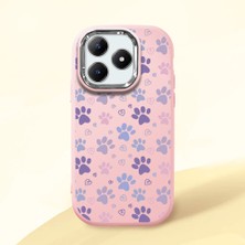 HONTINGA Realme C63 ile Uyumlu Kılıfı Kamera Korumalı Düşüme Önleyici Basitlik Pembe Yumuşak Silikon Telefon Kılıfı Kedi Desenli K4-0184