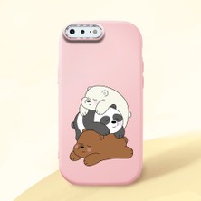 HONTINGA iPhone 7 Plus ile Uyumlu Kılıfı Kamera Korumalı Düşüme Önleyici Basitlik Pembe Yumuşak Silikon Telefon Kılıfı Ayı Desenli K4-0225
