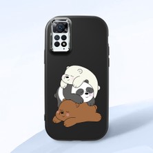 HONTINGA Redmi Note 11 Pro ile Uyumlu Kılıfı Kamera Korumalı Düşüme Önleyici Basitlik Siyah Yumuşak Silikon Telefon Kılıfı Ayı Desenli K4-0225