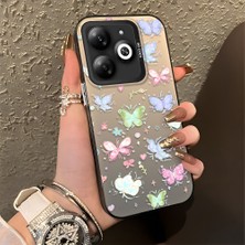 HONTINGA Tecno Spark Go 2024 ile Uyumlu Kılıfı Silikon Kenar Sert Arka Düşüme Önleyici Basitlik Anti Düşme Kamera Korumali Küçük Kelebek Desen Telefon Kılıfı Kadın ve Erkek Için Uygundur K1-0851
