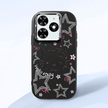 HONTINGA Infinix Smart 8 Pro ile Uyumlu Kılıfı Kamera Korumalı Düşüme Önleyici Basitlik Siyah Yumuşak Silikon Telefon Kılıfı Hello Kitty Desenli K4-0227